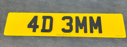4D 3mm Road Legal Number Plates