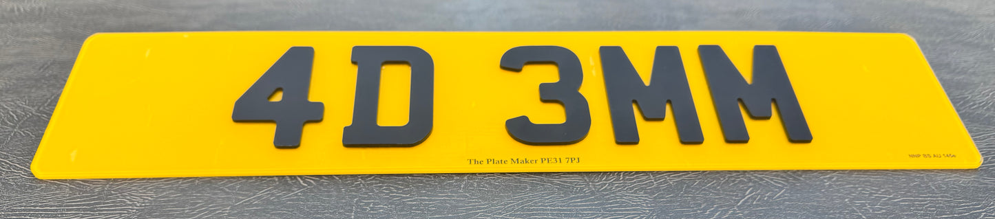 4D 3mm Road Legal Number Plates