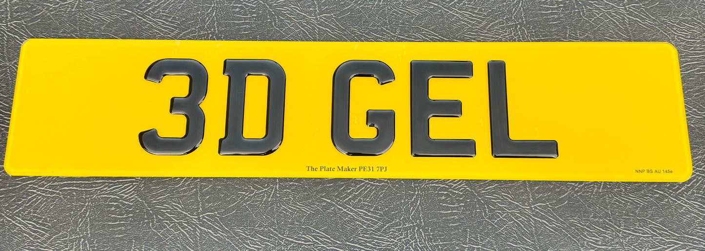 3D Gel Road Legal Number Plates